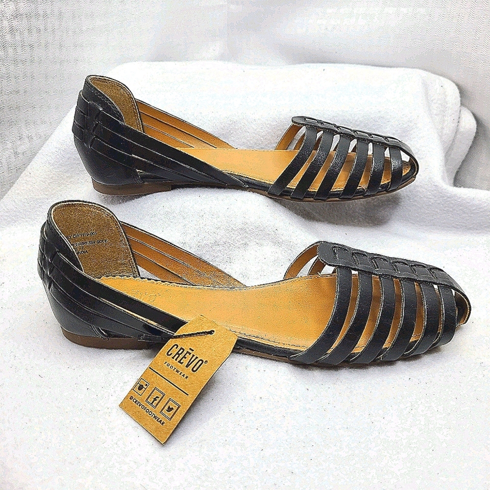 Crevo Shoes Sidney Flat Leather Sandals sz 7